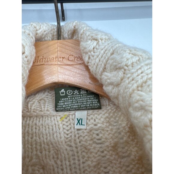 Carraigdonn Irish Merino Wool Cable Knit chunky Cardigan Sweater size XL Ivory - Picture 4 of 6